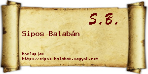 Sipos Balabán névjegykártya